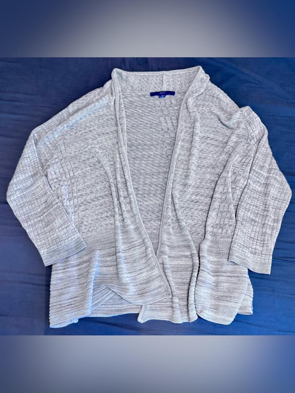 Apt 9 Lightweight Grey Cardigan Sweater 3/4 Sleeve Open Front Size XXL